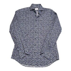 Emanuel Berg Modern Fit Geometric Patterned Button Up Shirt Adult Medium 15 1/2